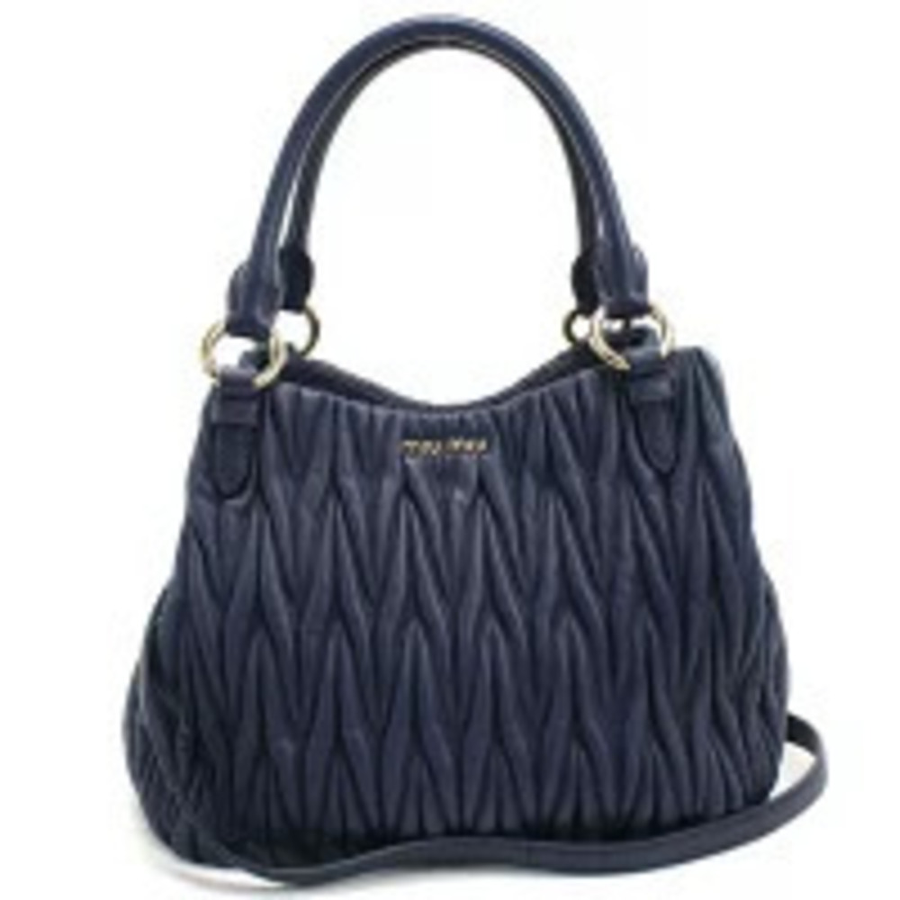 Miu Miu Matelasse Navy Blue Handbag